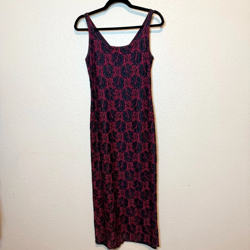 Vintage 90’s Y2K All That Jazz Red & Black Lace Maxi Dress Size Small - Picture 11 of 15